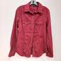 Guess Red Faux Suede Button Up Shirt Women's Size M image number 1