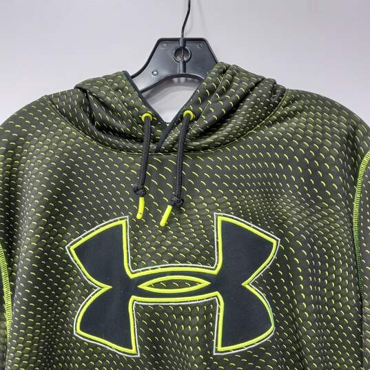 Under Armour Men's Dark Green/Yellow Green Hoodie Size L image number 3