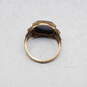 Vintage 10K Yellow Gold Carved Solider Hematite Signate Ring Size 10 - 8.4g image number 3