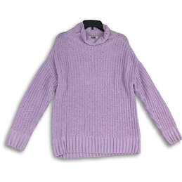 Womens Purple Long Sleeve Turtle Neck Cable Knit Pullover Sweater Size XS