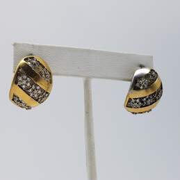 Sterling Silver Brass Crystal Post Earrings 11.1g