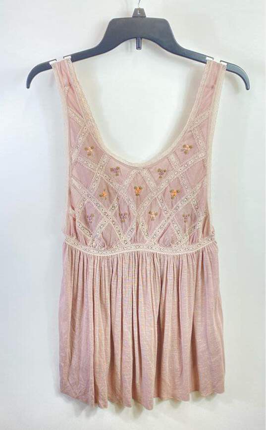 Free People Women Lavender Embroidery Lace Tank Blouse S image number 1