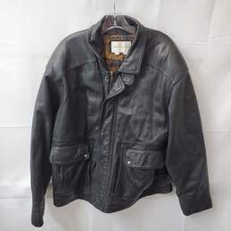 Charles Klein Large Zip and Button Leather Jacket w/ Polyester Lining