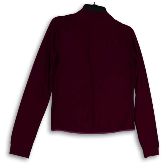 Womens Purple Gray Long Sleeve Mock Neck 1/4 Zip Pullover Sweatshirt Size L image number 2