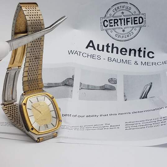Baume & Mercier Swiss 4100-018 7 Jewels 37m St. Steel Gold Case Date Men's Watch 66g image number 7