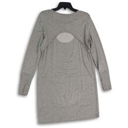 Womens Gray Heather Round Neck Long Sleeve Back Cutout Sweater Dress Size S alternative image