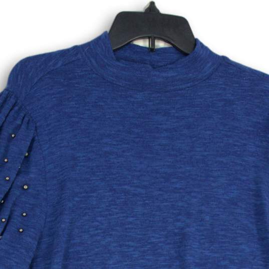 NWT Molly Isadora Womens Blue Round Neck Long Sleeve Pullover Sweater Size 1X image number 3