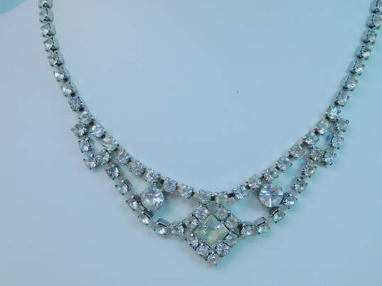 Vintage Robert & Fashion Pink & Clear Icy Rhinestone Clip-On Earrings Necklace & Bracelet 71.7g image number 2