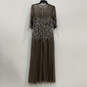 Womens Gray 3/4 Sleeve Embellished Illusion Sequin Long Maxi Dress Size 12 image number 2