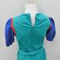 Vintage JC Penney Women's Teal Blue Color Block Red Trim Cotton Dress image number 6