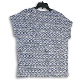 Womens Blue Aztec V-Neck Short Sleeve Pullover Blouse Top Size Medium alternative image