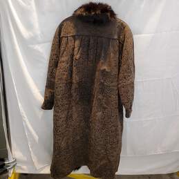 Long Brown Animal Print Trench Coat Women's Size M alternative image