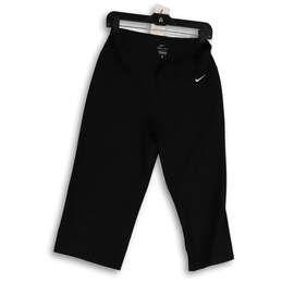 Womens Black Dri-Fit Elastic Waist Stretch Pull-On Cropped Pants Size M
