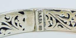 Sarda 925 Open Scrolled Granulated & Pebbled Rounded Hinged Oval Bangle Bracelet 33.7g alternative image