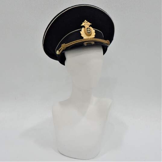 Vintage USSR Soviet Russian Navy Sailor Visor Hat Cap Size 59 image number 3
