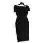 Womens Black Off The Shoulder Back Zip Midi Sheath Dress Size Small image number 1