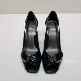 Stuart Weitzman Black Patent Leather Peetoe Sandals Wedges Size 6