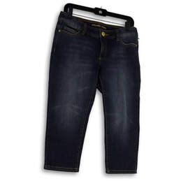 Womens Blue Denim Medium Wash Pockets Straight Leg Cropped Jeans Size 6