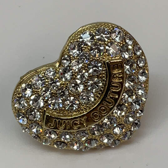 Designer Juicy Couture Gold-Tone Rhinestone Heart Shape Classic Band Ring image number 4