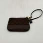 Womens Brown Signature Print Charm Zipper Wristlet Wallet image number 1