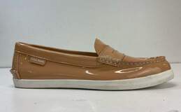 Cole Haan Grand.OS D42845 Pinch Beige Patent Leather Loafers Shoes 5.5 B