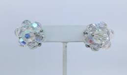 Vintage Silvertone Aurora Borealis Crystal Beaded Multi Strand Necklaces & Flower Cluster & Dangles Clip On Earrings 183.1g alternative image