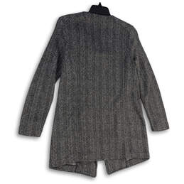 Womens Gray Chevron Fleece Pockets Asymmetrical Full-Zip Overcoat Size S alternative image