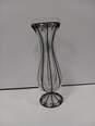 Tall Blown Glass Vase in Footed Metal Frame image number 1