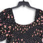 NWT Womens Black Pink Floral Smocked Back Puff Sleeves Mini Dress Size XXL image number 4