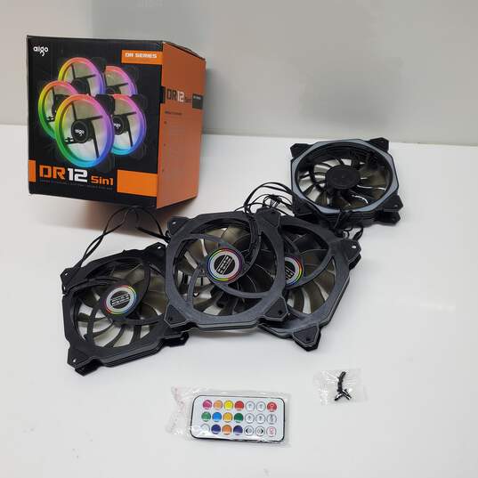 Aingo DR 12 120mm 5 In 1 LED Fans *Controller W/Remote Untested P/R image number 1