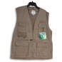 NWT Mens Gray Sleeveless V-Neck Flap Pocket Full-Zip Vest Size X-Large image number 1