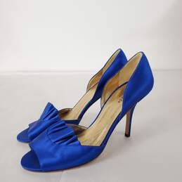 Kate Spade Satin Open Toe Heels Royal Blue 8.5 alternative image