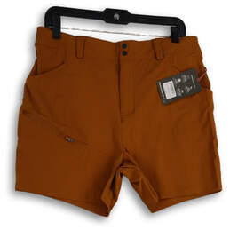 NWT Womens Burnt Orange Flat Front Zip Pocket Utility Shorts Size 12