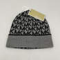 NWT Womens Gray Signature Print Knitted Cuffed Winter Beanie Hat One Size image number 2