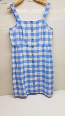 J. Crew Linen Gingham Button Down Mini Dress - Wm Size 12