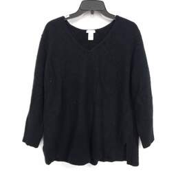 J. Jill Women's 100% Cashmere Black Sweater LS Size 2X