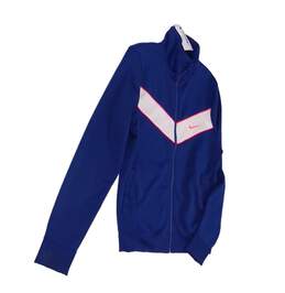 Mens Blue Pockets Long Sleeve Mock Neck Full Zip Athletic Jacket Size Small alternative image