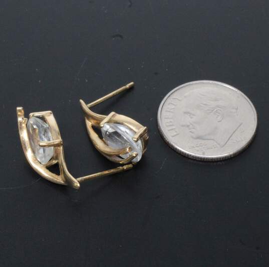 10K Yellow Gold Clear Quartz Stud Earrings - 2.65g image number 5