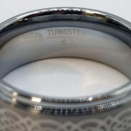 Tungsten Silver Tone Design 8.5 Size Metal Ring 8pcs Bundle 118.4g image number 3