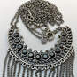 Designer Lucky Brand Silver-Tone Double Chain Fringe  Pendant Necklace image number 4