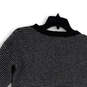 Womens Gray White Long Sleeve Crew Neck Pullover Sweater Size Small image number 2