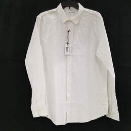 NWT Mens White Long Sleeve Spread Collar Button-Up Shirt Size Large