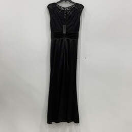 NWT Womens Black Floral Lace Ruched Round Neck Sleeveless Maxi Dress Size S alternative image