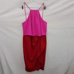 Betsy Adam WM's Polyester Spandex Blend Red & Pink Strap Midi Dress Size 10 alternative image