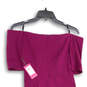 NWT Womens Purple Off The Shoulder Back Zip Knee Length Sheath Dress Size 4 image number 4