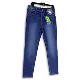 NWT Womens Blue Denim Medium Wash Ultra Soft Slim Skinny Leg Jeans Sz 14/32