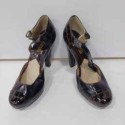 Michael Kors Women's Leather Alligator Print Ankle Strap Heels Size 6.5M alternative image