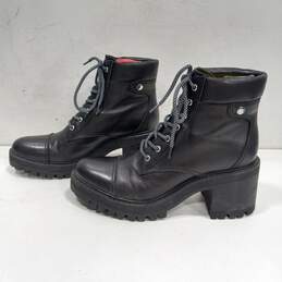 Women's Black Marc Fisher Heeled Combat Boots Size 10 alternative image