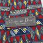 Christian Dior Cravate Blue/Red Patterned 100% Silk 59in Necktie AUTHENTICATED image number 3
