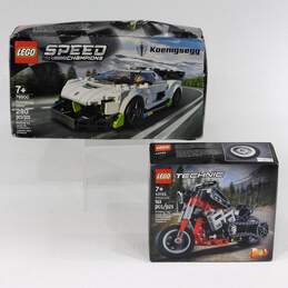LEGO Technic 42132 Motorcycle, Speed Champions 76900 Koenigsegg Jesko (Set of 2)